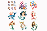 Watercolor Mermaid Clipart, an Illustration by Design Market (Thumbnail 5 of 5)