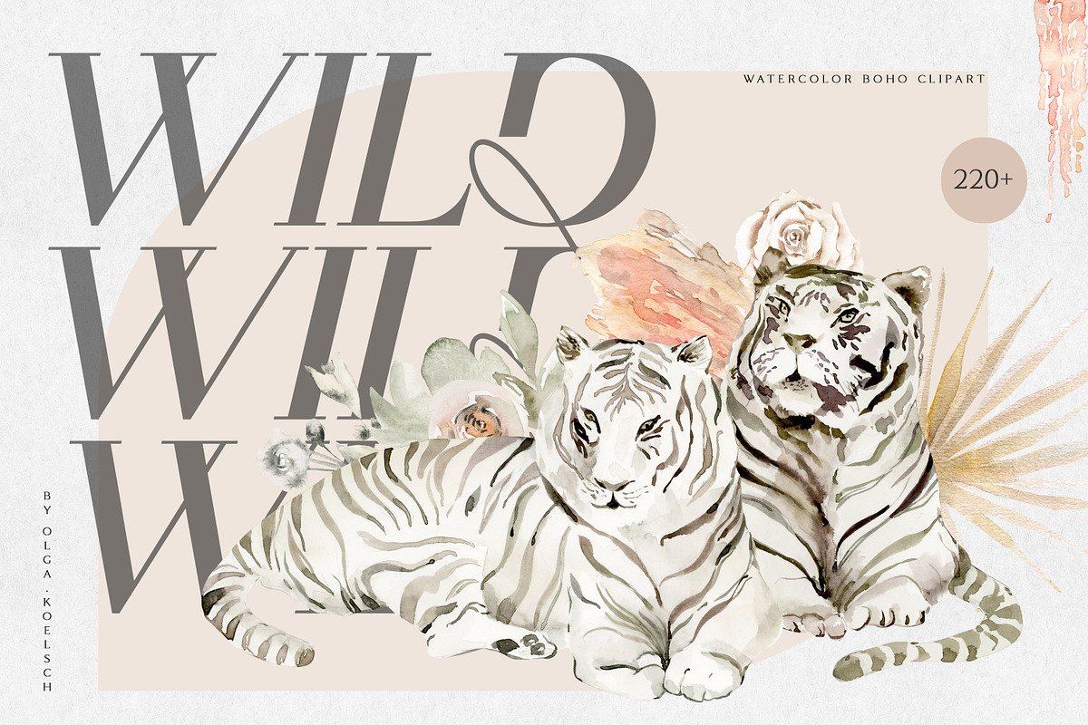 Wild Tigers - Boho Jungle set, an Animal Illustration by Olga Koelsch (Photo 1 of 14)