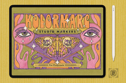 KolorMarc Markers for Procreate, a Brush Add-On by True Grit Texture Supply