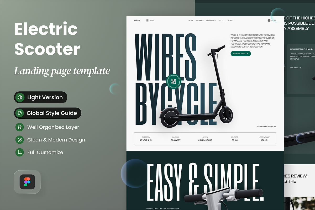 Scooter Electric Landing Page, a Landing Page Template by SLAB! Design (Photo 1 of 5)