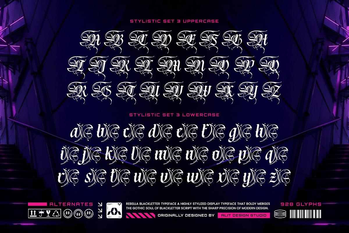 Rebella Typeface, a Blackletter Font by alit design (Photo 10 of 17)
