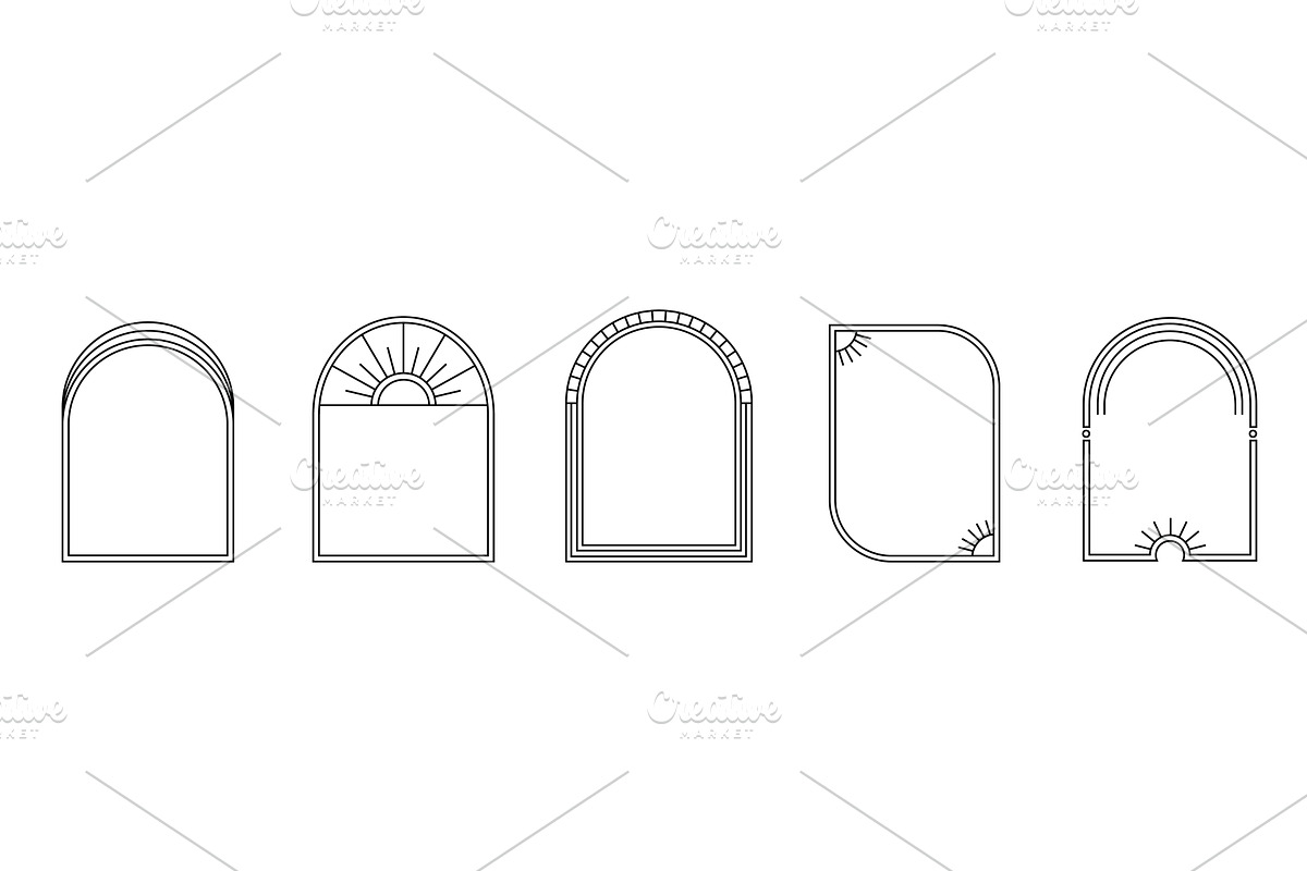 Black arches with sun ornament and, an Object Illustration by skripnikbb