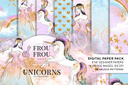 Princess and Unicorns Paper Pack, a Pattern Graphic by Frou Fou Craft (Thumbnail 1 of 4)