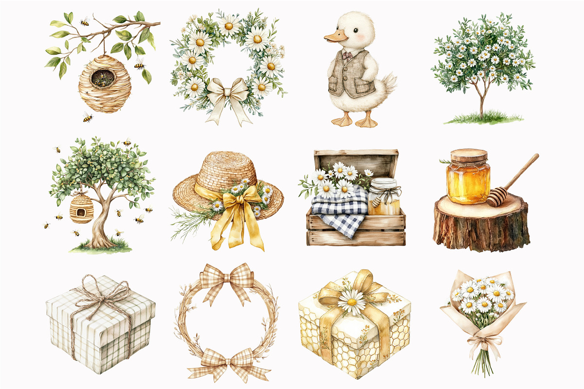 Honey Goose Watercolor Clipart, a Seasonal Illustration by Design Market (Photo 5 of 5)