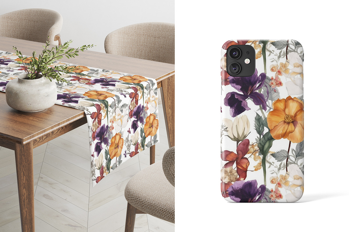 Elegant Watercolor Floral Pattern, a Pattern Graphic by Ninterints (Photo 7 of 8)