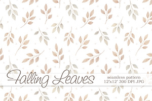 Autumn Watercolor Leaves Pattern