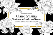 Claire & Luna - Handdrawn Peonies, an Illustration by clairedelune (Thumbnail 1 of 7)
