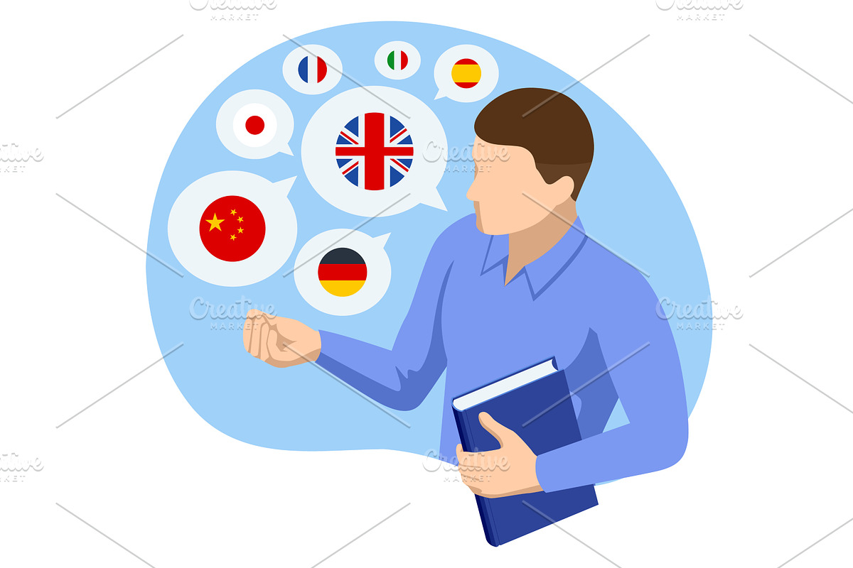 Isometric illustration of man, an Education Illustration by Golden Sikorka