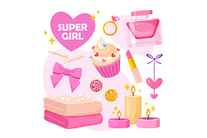 Stylish girls icons set, a Decorative Illustration by Elen_Art