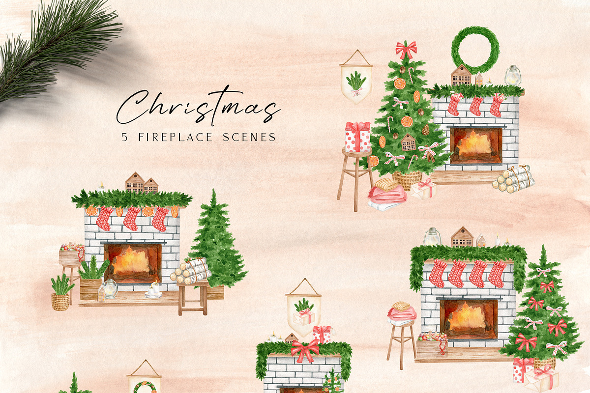 Cozy Christmas Watercolor Collection, a Decorative Illustration by Olya Haifisch (Photo 7 of 12)