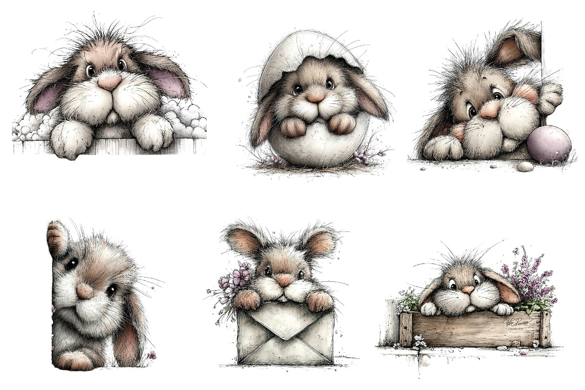 Peeking Easter Bunny Clipart, an Illustration by Dream Creation (Photo 5 of 7)
