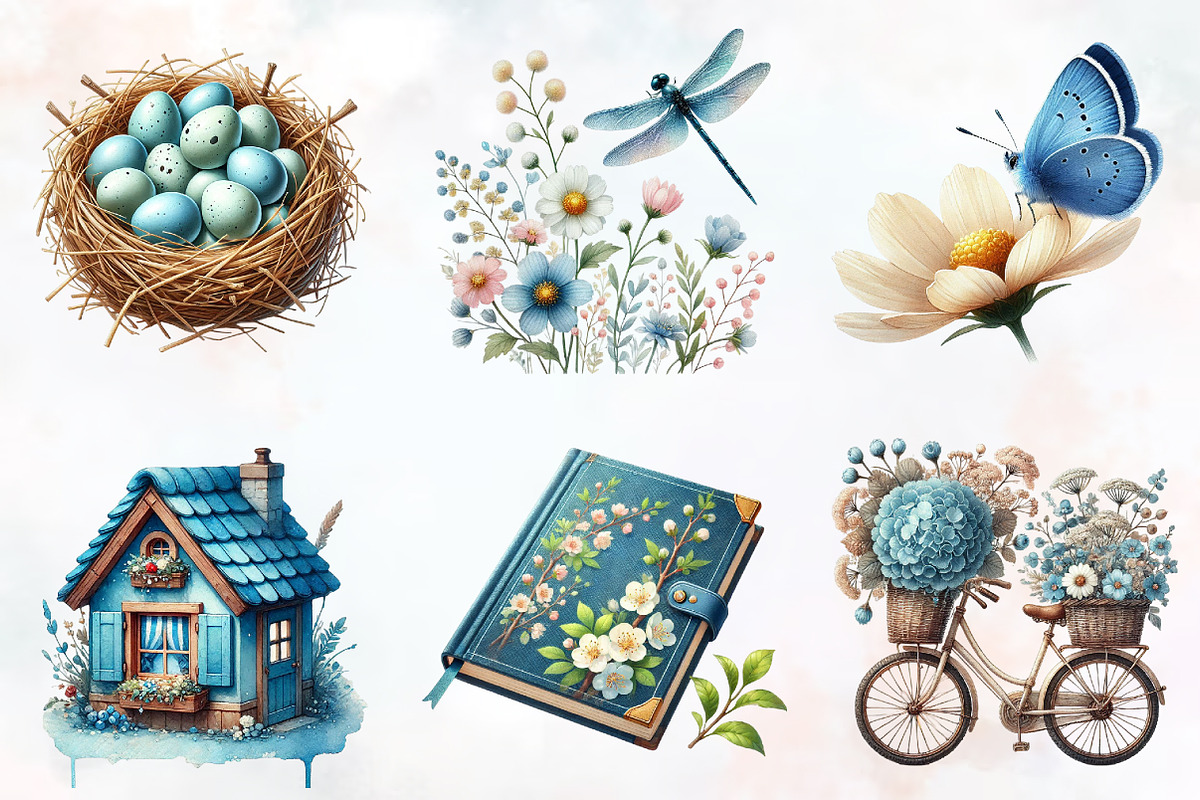 Spring Neutral Blue Clipart Png, an Illustration by RobertsArt (Photo 7 of 7)