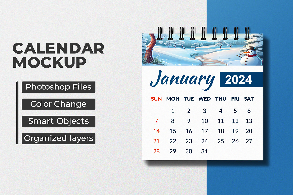 Calendar Mockup, an Advertising Mockup by Viswal Studio (Photo 1 of 2)
