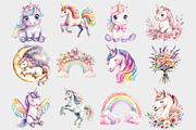 Watercolor Pastel Unicorn Clipart, a Seasonal Illustration by Design Market (Thumbnail 4 of 5)