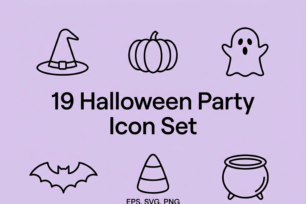 19 Halloween Party Icon Set, an Outline Icon by adenpinkstore (Photo 1 of 12)