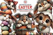 Whimsical Bunny Easter Clipart, an Illustration by cherrydesign (Thumbnail 1 of 4)