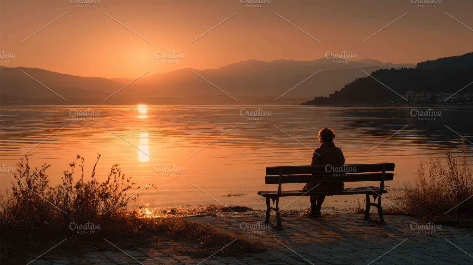Woman Silhouetted on Bench Watching, a Photo by Pixeness Studio