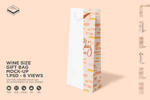 Wine Size Gift Bag Mock-up