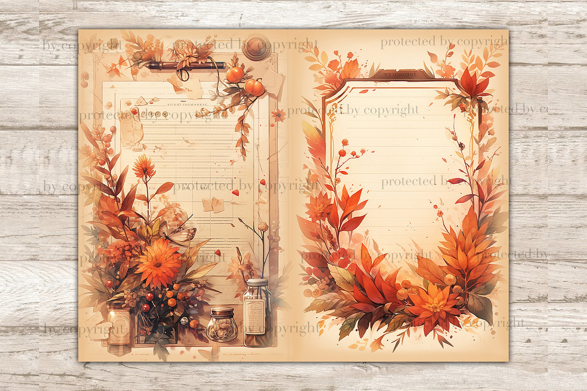 Fall Vibes Junk Journal Paper, a Seasonal Illustration by GlamArtZhanna (Photo 4 of 9)
