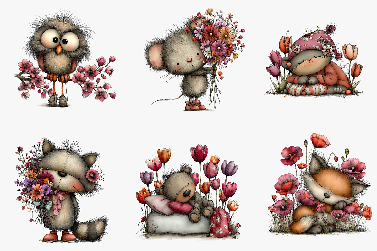 Whimsical spring animals clipart, an Illustration by CreationArt (Photo 3 of 5)