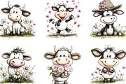 Whimsical Spring Cow Clipart, an Illustration by Designking (Thumbnail 5 of 5)