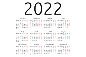 Vector calendar 2022, Monday