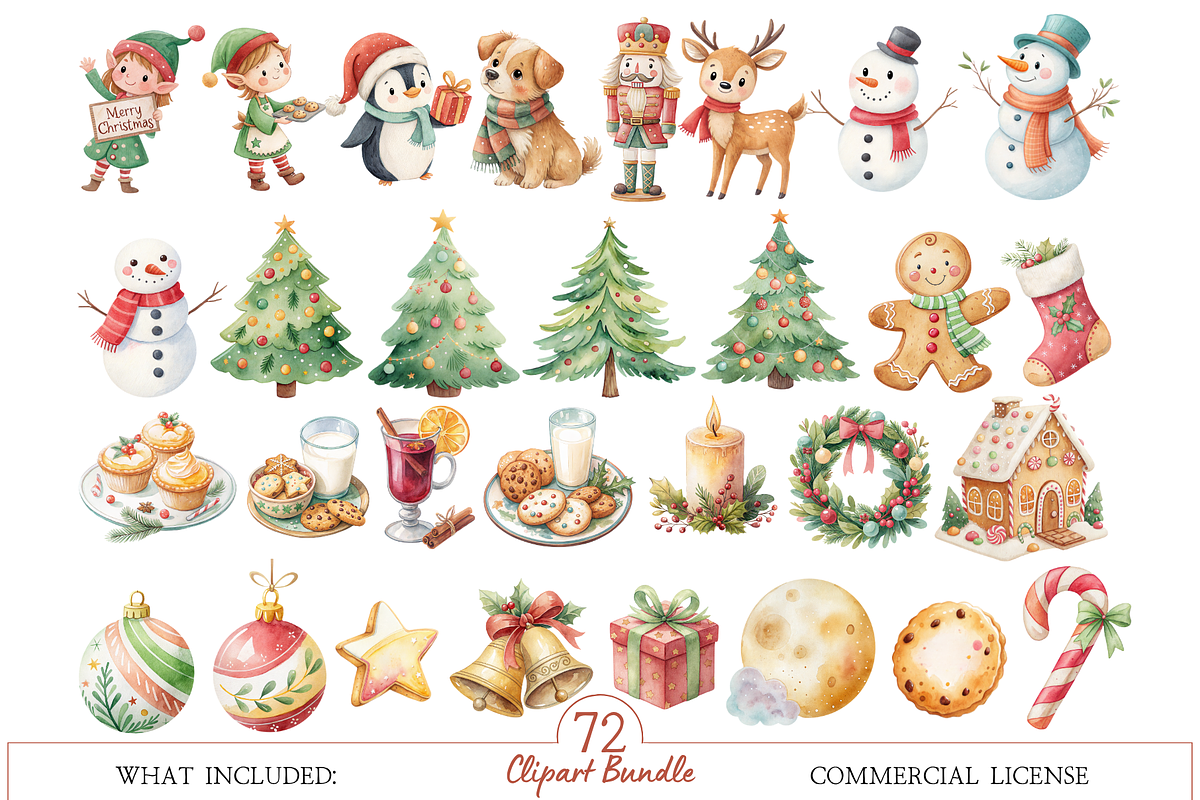 Christmas Elf Watercolor Clipart Set, a Decorative Illustration by MockupWizard (Photo 4 of 6)