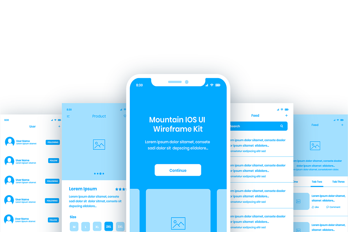 Mountain IOS UI Wireframe Kit, a Wireframe Template by Ice App Ui Kit (Photo 4 of 9)