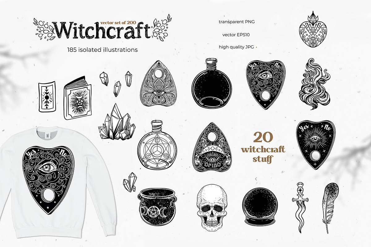 Witchcraft vector set of 200, a Food Illustration by Varvara Gorbash (Photo 8 of 13)