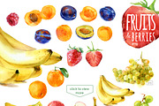 Fruits and vegetables. Watercolor, an Illustration by ognivo (Thumbnail 2 of 4)