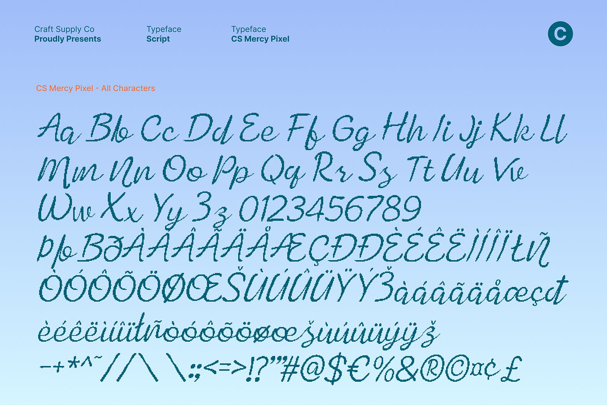 CS Mercy Pixel, a Script Font by Craft Supply Co. (Photo 8 of 8)