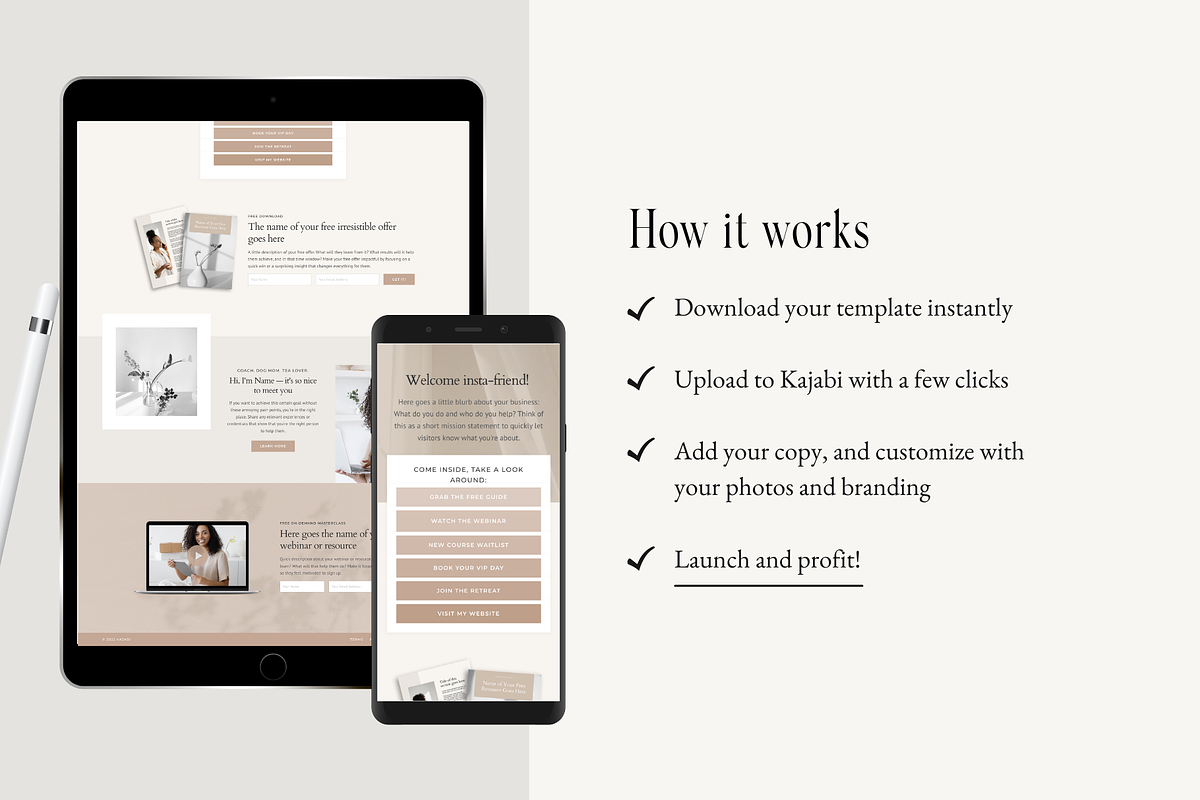 Kajabi Link in Bio Page Template, a Landing Page Template by Pixel & Flow (Photo 4 of 9)