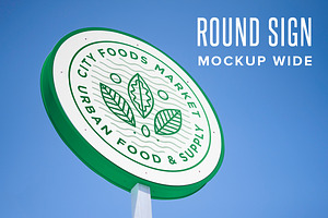 Round Sign Mockup - Horizontal