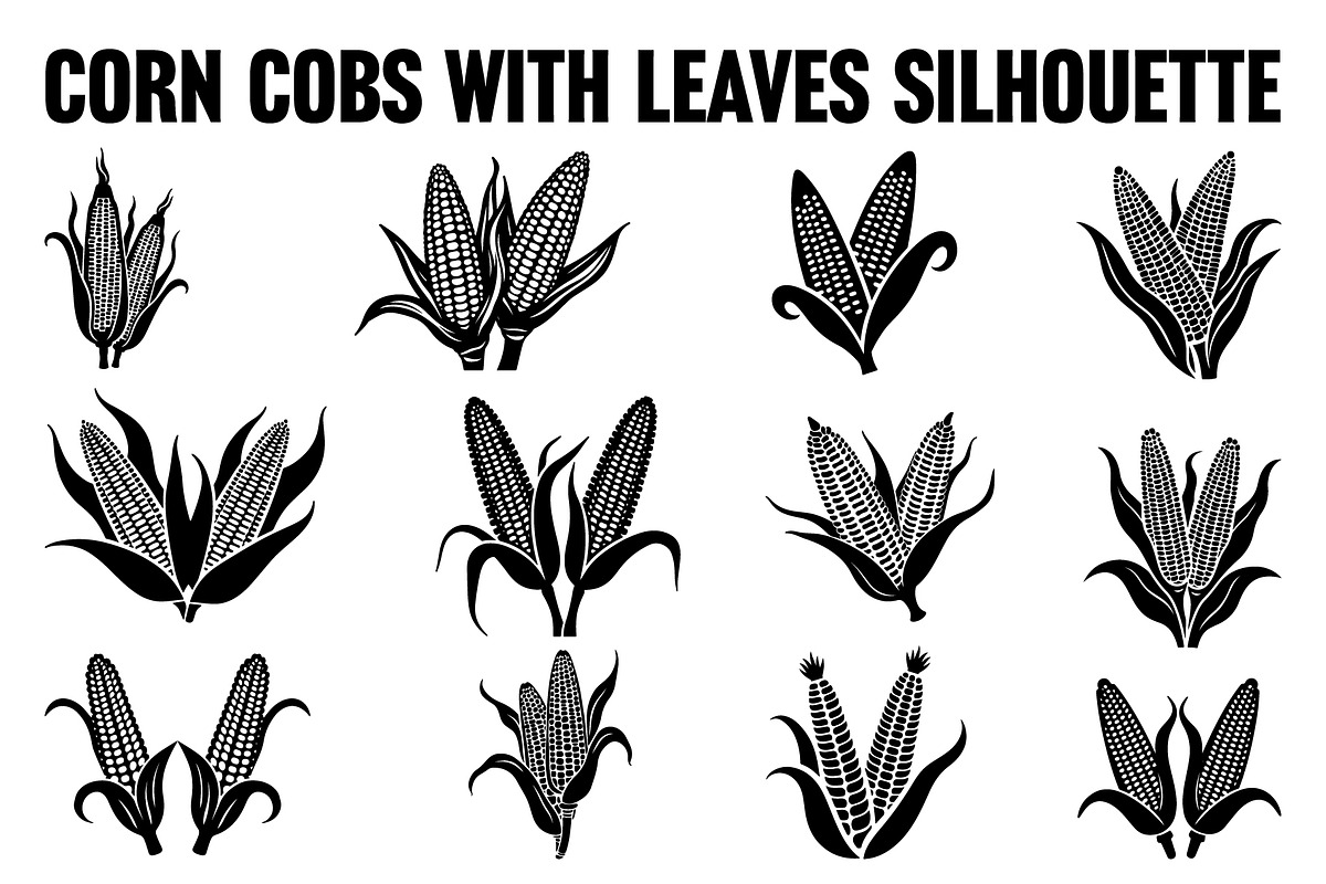 Corn Cob Silhouette Bundle, an Illustration by Creativeshirt