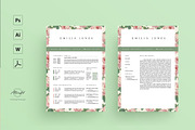 Floral Resume Template / CV template, a Resume Template by MH Design Template (Thumbnail 1 of 4)