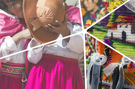 Collage of peru pictures featuring peru, costumes, and street