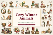 Cozy Winter Animals Clipart Bundle, an Animal Illustration by T-shirt Pond (Thumbnail 1 of 26)