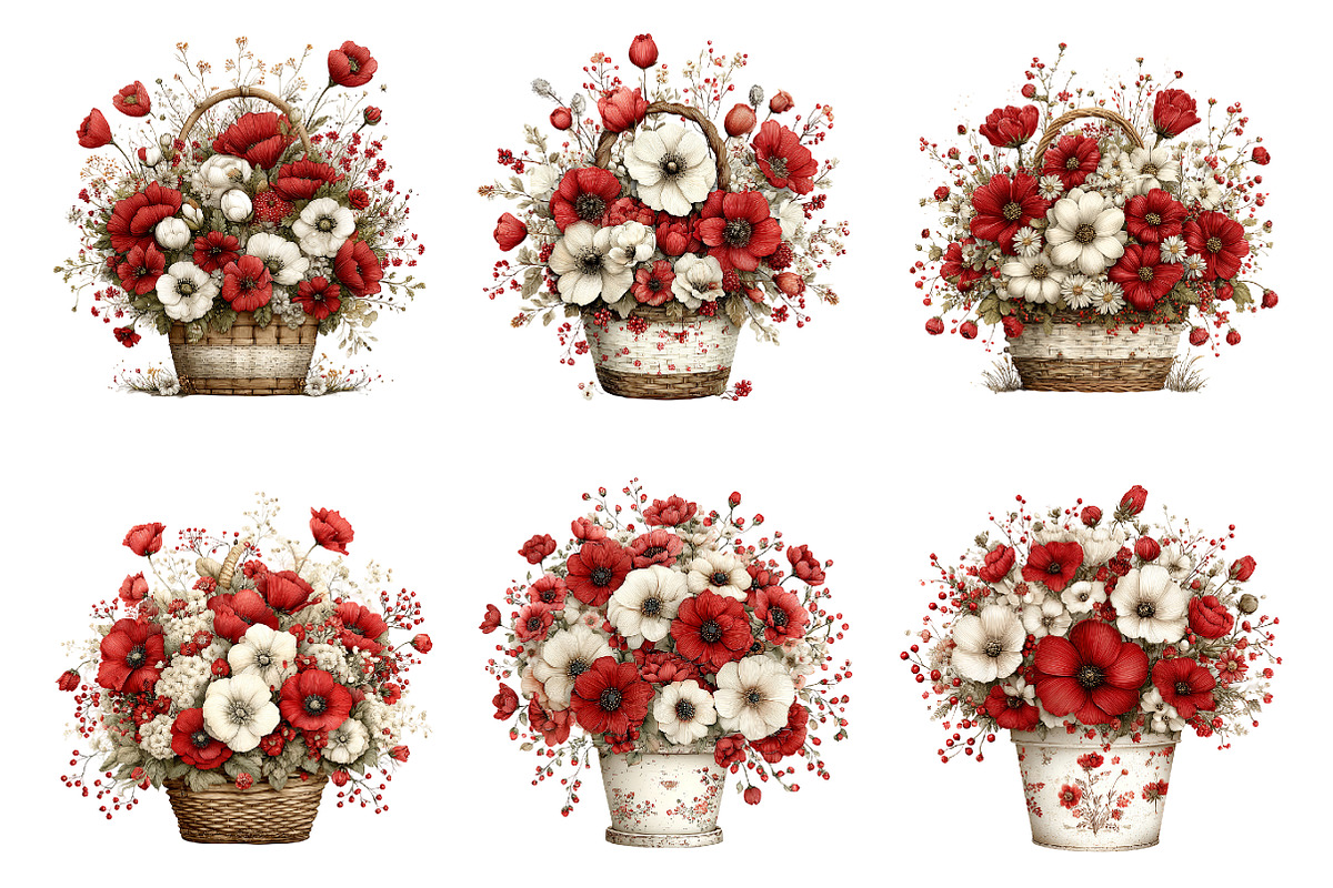 Spring flower basket clipart, an Illustration by SinaCreation (Photo 5 of 11)