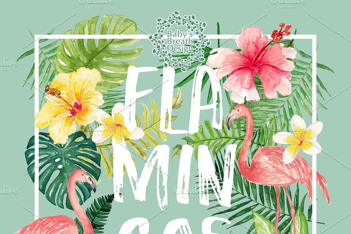 Flamingos summer design, an Illustration by Babysbreath/Dandelionery