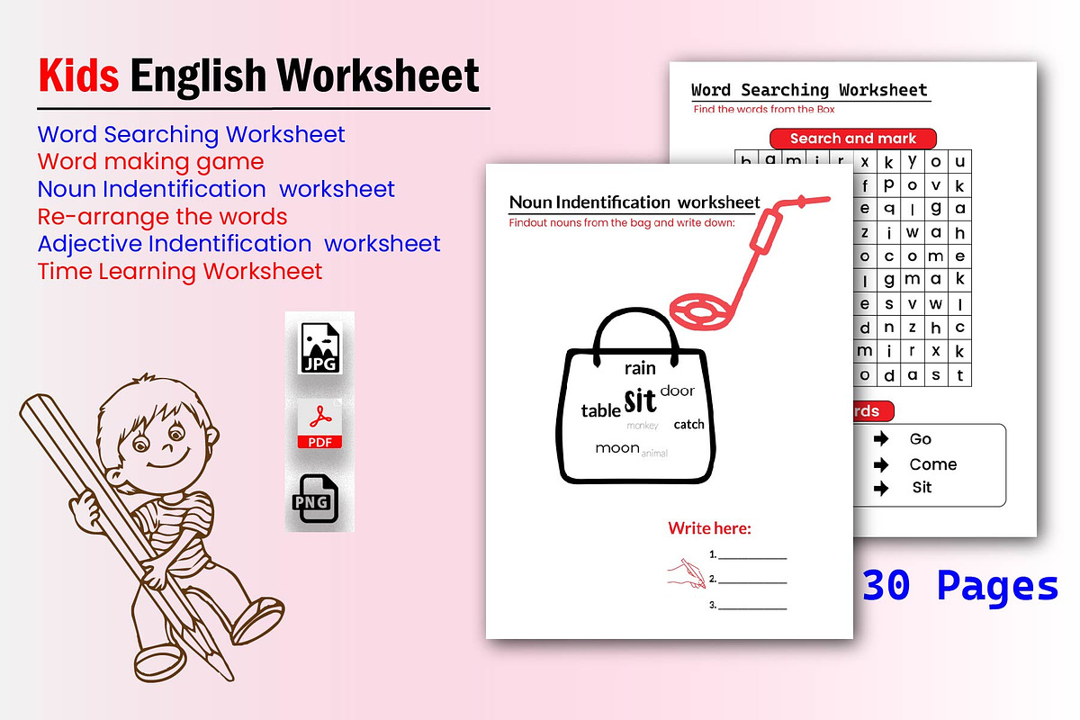 KIds English Worksheet, a Graphic by Hitubrand (Photo 1 of 5)