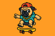 Skateboarder Pugs, an Animal Illustration by Deezguizer (Thumbnail 4 of 4)