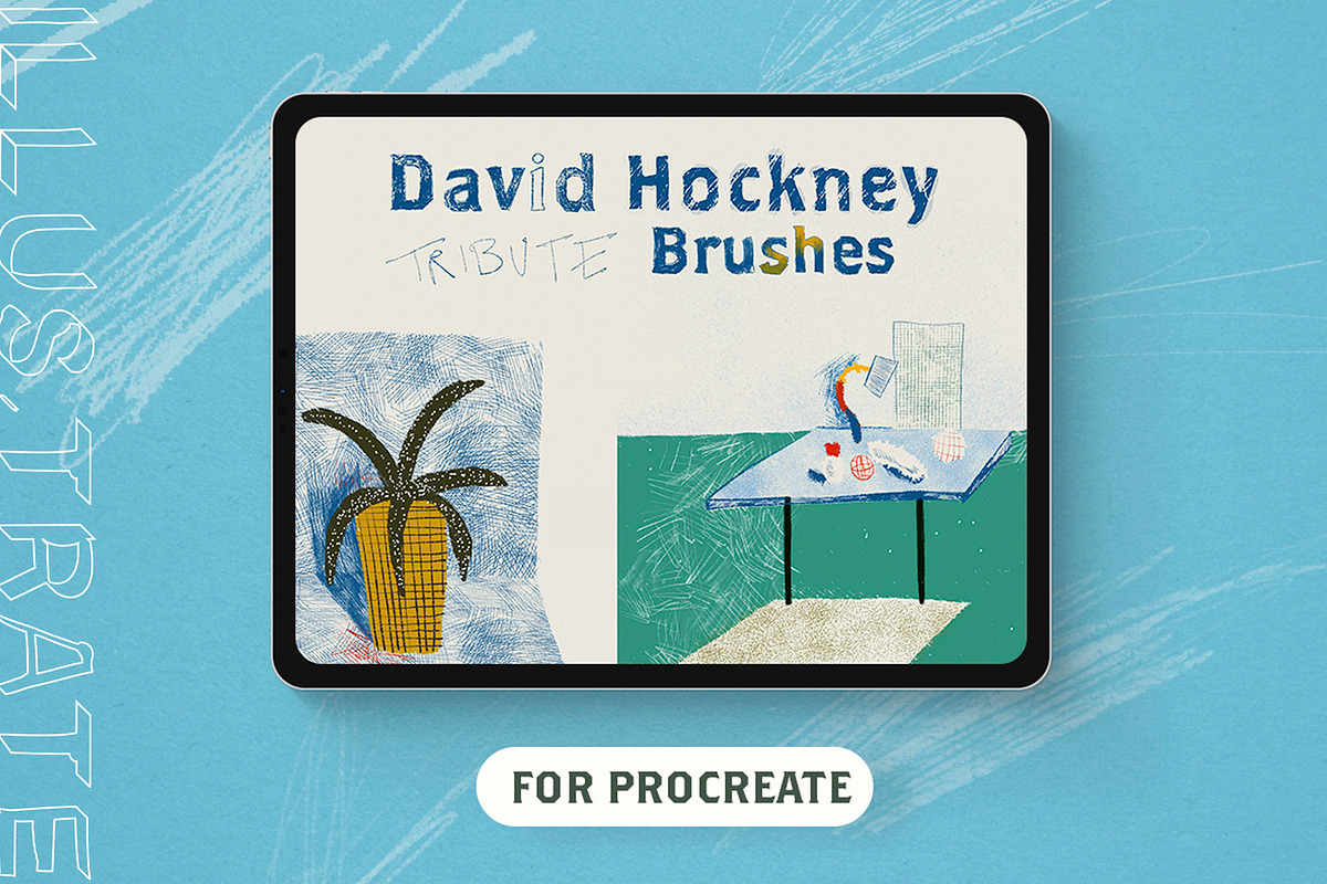 DAVID HOCKNEY PROCREATE BRUSHES, a Brush Add-On by Illus.trate (Photo 1 of 6)