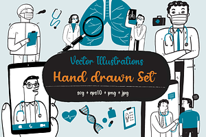 Hand-drawn Vector healthcare Set, a Healthcare Illustration by Huza Studio
