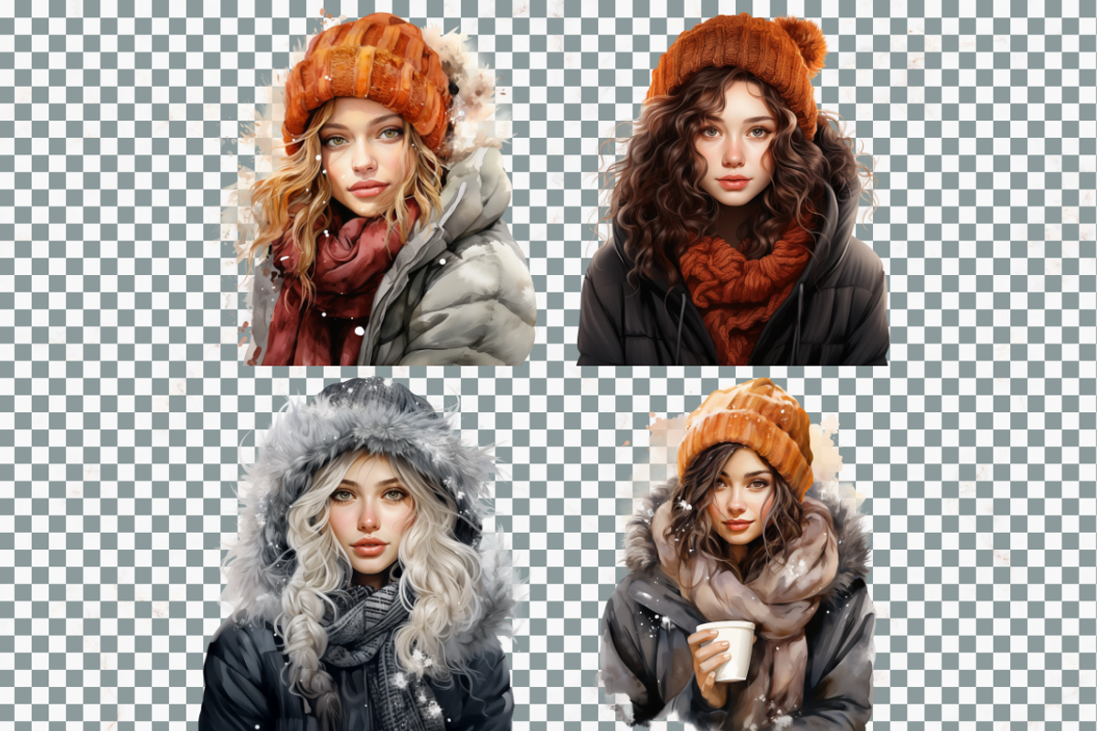 Watercolor Winter Girl Cliparts, a Person Illustration by Mash Mash Stickers (Photo 8 of 9)