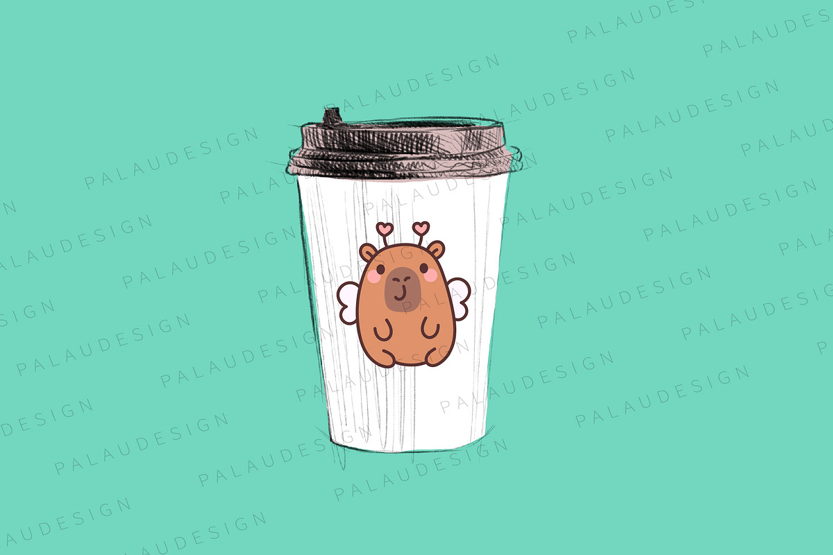 Cute Kawaii Capybaras Valentines Day, an Animal Illustration by Palau (Photo 5 of 12)
