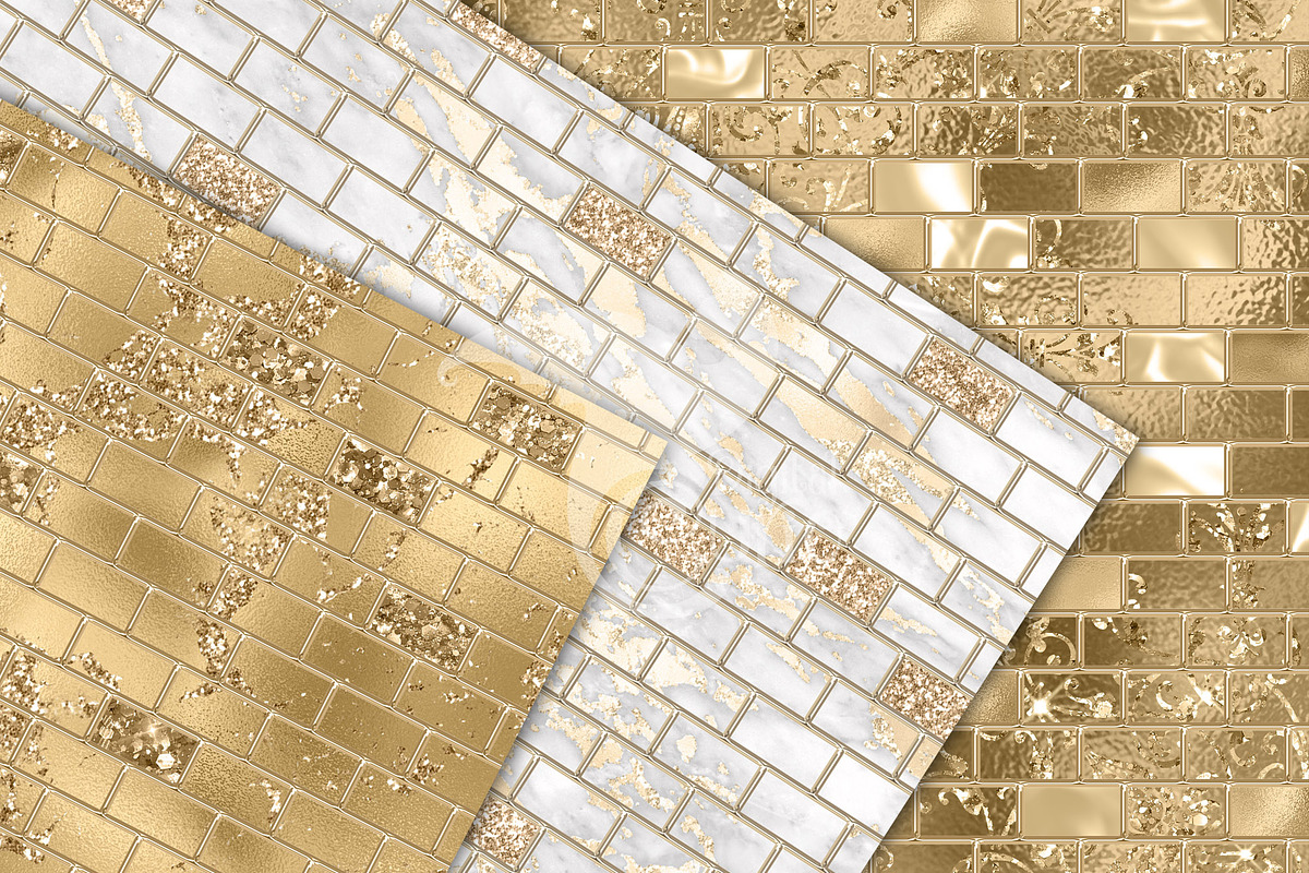 Gold Brick Walls Digital Paper, a Texture Graphic by Digital Curio (Photo 3 of 7)