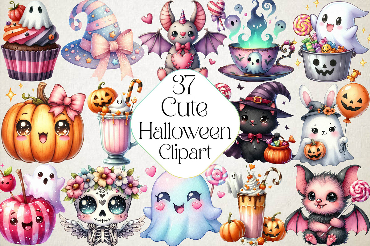 Cute Halloween Clipart, an Illustration by DreamPrint404 (Photo 1 of 5)