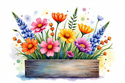 Wildflowers In Wooden Box Clipart Ki, an Illustration by hafijul (Thumbnail 4 of 14)