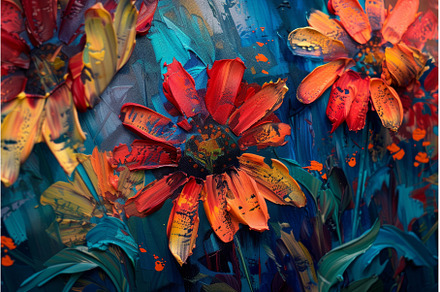 Closeup of a colorful, textured oil, an Abstract Photo by Ylivdesign