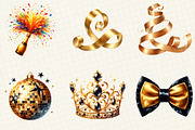 Black & Gold New Year Clipart, an Illustration by DreamCafeArt (Thumbnail 5 of 8)